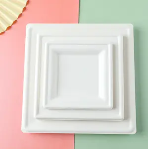 Bagasse Square Plate Cake Tray Disposable Tableware Compostable Cake Paper Tray Sushi Tray