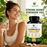 Capsules de Vitamine D3 K2 à Marque Blanche OEM 5000 UI pour l'Absorption du Calcium Osseux, le Soutien Immunitaire et Cardiaque, 60 Comprimés, Suppléments Végétariens