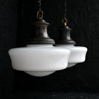 Lustre suspendu moderne en laiton et verre laiteux, style école britannique vintage, douille E26, pour îlot de cuisine et salle à manger
