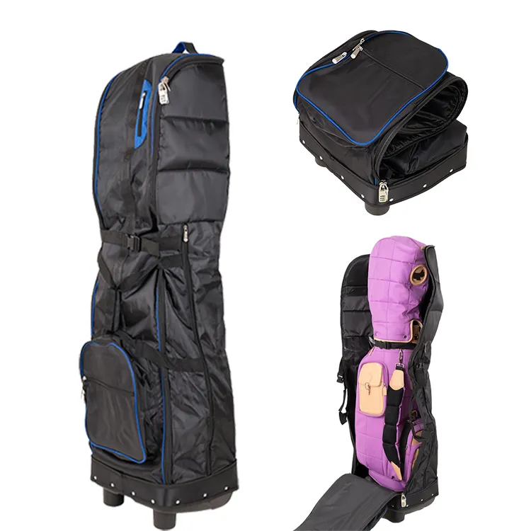 Clube De Golfe Personalizado Carry Travel Bag Saco De Armazenamento De Viagem De Golfe Saco De Viagem De Golfe Preto Portátil Com Rodas