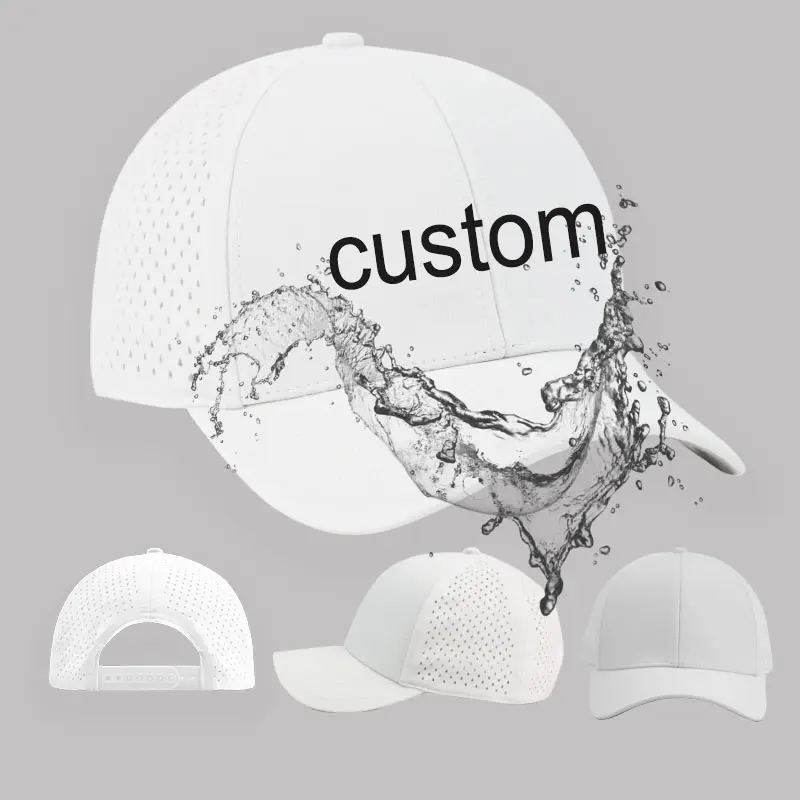 HS40 قبعة بيسبول منحنية المقاومة للماء أو غير قابلة للطي قبعات بيسبول قبعات ب 6 طبقات بثقوب ليزر رياضية قبعات للرجال قبعة بيسبول مخصصة