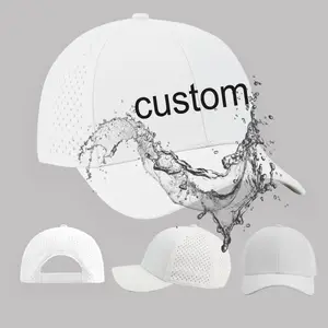 HS40 topi bisbol dengan Visor melengkung pria, topi olahraga bisbol kustom 6 panel lubang laser anti air non atau tahan air