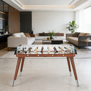 Table de Football de Table Moderne et Élégante avec Plateau en Verre Trempé, Taille Personnalisable, Logo, Design Autoportant, Poignées en Bois - Product Image 3
