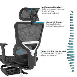 Silla de ordenador giratoria de malla barata moderna, silla de oficina ergonómica de lujo con respaldo alto de trabajo ajustable con soporte lumbar - Product Image 6