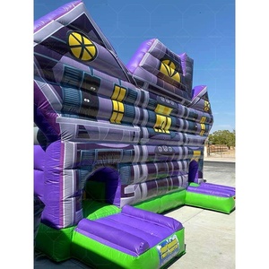 สนามเด็กเล่นเป่าลมรูปฟักทองสีดำสุดหลอน ทำจากวัสดุ PVC สำหรับฮาโลวีน บ้านผีสิง หลังคาสำหรับเล่นกีฬา ได้รับการรับรองมาตรฐาน CE ติดตั้งง่าย - Product Image 2