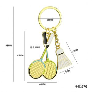 Promotional 3D Metal Custom Logo Mini Cute Badminton Soccer Pingpong Sports Alloy Metal <b>Key</b> <b>Chain</b> for Gift Car <b>Key</b> Ring - Product Image 6