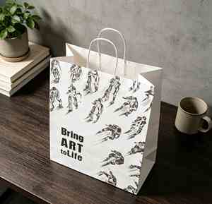 Custom Recyclable Kraft Paper Bag with Silk Screen Printed Twist Paper Handles High Quality Packaging Bags - Product Image 1