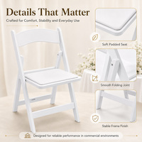Chaise de salle à manger pliable en plastique PP robuste et ergonomique, avec coussin de siège amovible, pour jardin et restaurant