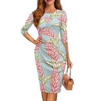 Personnalisation exclusive Hawaii Fashion Plants Gin Gers Printing Plus Size Casual Women's Bodycon Dress Print on Demand