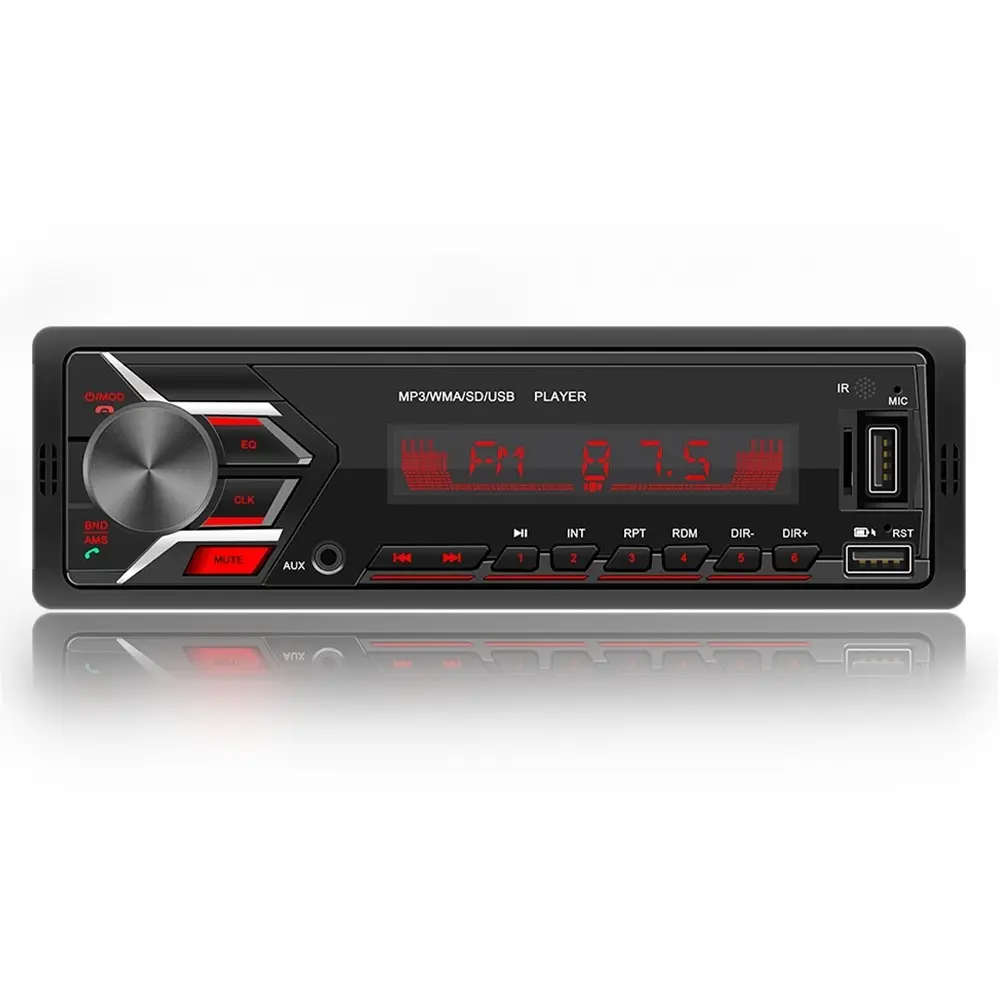Pemutar MP3 Radio Stereo mobil Digital, pemutar MP3 Bluetooth 12V 60W x 4 FM Audio USB SD aux-in kompatibel dengan Bluetooth 1DIN