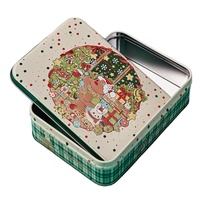 Boîte à biscuits rectangulaire en métal imprimée de dessins de Noël, boîte de rangement pour bonbons de Noël, boîte à biscuits de Noël, emballage pour cadeaux de fêtes