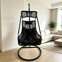 Fauteuil suspendu œuf en rotin tressé, moderne, confortable et durable, avec coussin imperméable, pour salon, en métal, vente en gros