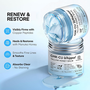 Baume Fouetté au Suif et au Miel GHK-Cu 100% Nourri à l'Herbe, Marque Blanche, <span class=keywords><strong>pour</strong></span> Soulagement de l'Eczéma, 60g, OEM ODM, Crème Visage Réparatrice de la Barrière Cutanée - Product Image 5