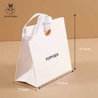 PUPPYSEW Sac en Papier Kraft Lisse Fait Main avec Logo Personnalisé, Sac Shopping, Emballage Cadeau Bijoux