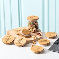 Couvercles en bambou naturel pour bocaux Mason, couvercles réutilisables en bambou avec joint en silicone hermétique pour verres à boire