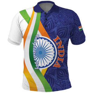 Inde Polo Swatantra Diwas Happy Indian Independence Day Custom Mens Knit Polo Shirts Short Sleve Print on Demand - Product Image 2
