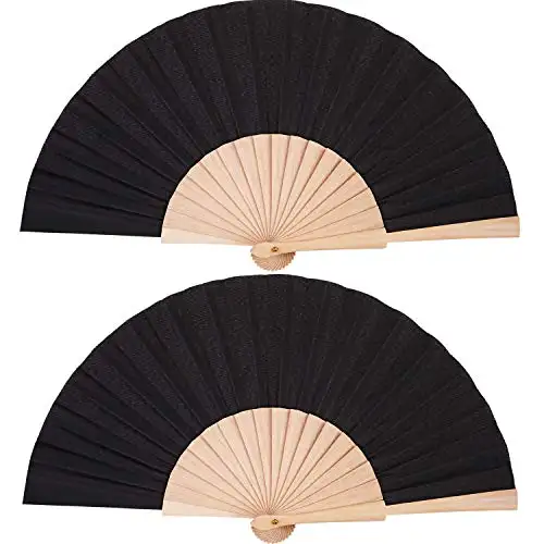 Wholesale Customized 23cm Wooden Fabric Contton Fabric Wood Handle Folding Fan for EU Market Promotion