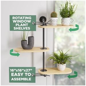 Fenêtre rotative Étagères pour plantes Étagère de fenêtre en bois pour plantes Étagère en bois à 3 niveaux Porte-<span class=keywords><strong>plante</strong></span> <span class=keywords><strong>mural</strong></span> Exposition optimale à la lumière intérieure - Product Image 3