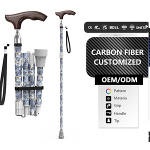 Bastón plegable de fibra de carbono de 45 cm con mango antideslizante, plegable para personas mayores, uso en exteriores - Product Image 1