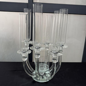 Décoration de fête de mariage de luxe, chandelier en cristal à 8 bras, centre de table en tube, porte-bougies - Product Image 3