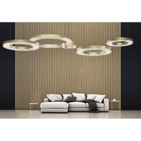 Lustre moderne en forme d'anneau en acier inoxydable doré, décoration de luminaire suspendu rond à LED, cristal de luxe pour salon, chambre à coucher