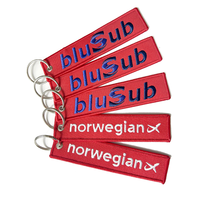 Gran oferta, etiqueta de llave bordada, etiqueta de vuelo personalizada, llavero bordado con logotipo de doble cara para tela