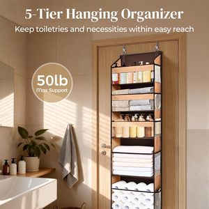Organizador para colgar sobre la puerta de 5 niveles con ventanas transparentes para baño, cocina y dormitorio - Product Image 3