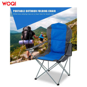 เก้าอี้พับพกพา WOQI สำหรับตั้งแคมป์กลางแจ้ง เก้าอี้สนามโครงอะลูมิเนียม ผ้าอ๊อกซ์ฟอร์ด พร้อมที่วางแก้ว - Product Image 1