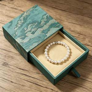 Elegant Eco-Friendly Black Rigid Drawer <b>Box</b> with Four-Color Printed Gold Foil Bamboo Design for Jewelry <b>Storage</b> Gift Packaging - Product Image 3