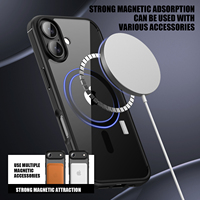 Étui magnétique transparent pour iPhone 17 Air Case PC TPU pour iPhone 17 Pro Max étui à bordure noire transparente impression UV dure couleur bleue