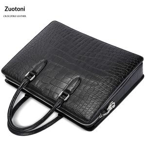 Tas Selempang Bisnis Zotoni Crocodile Square untuk Pria, Tas Dokumen Resmi, Kulit Full Face Tanpa Jahitan, Penutup Ritsleting - Product Image 4