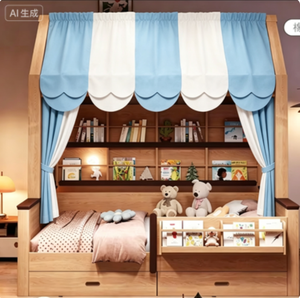 Chicheng C099-11 #   Lit cabane modulaire en bois massif de chêne écologique pour enfants avec étagère intégrée, cadre réglable, tailles 1,5 m/1,35 m - Product Image 3