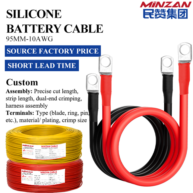 1awg 2awg 3awg 4awg 6awg 8awg 10awg Silicone Extension Battery Cable for Inverter Lithium Battery UAV