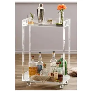 The Home Edit Clear Rolling Cart High Transparency Acrylic Home Use Serving Storage Trolley Bar Cart on Wheels