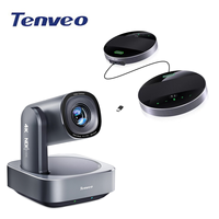 Cámara de Conferencia PTZ 4K Tenveo VL20U con Seguimiento por IA 20X y Altavoz Inalámbrico/BT/USB M5BEX de 5W, 4 Micrófonos y Altavoz con Micrófono de 6M