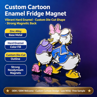 Op maat gemaakte koelkastmagneet van zinklegering, ontwerp met cartoon eendpaar, hard emaille, verguld, gestanst, sterke magnetische achterkant, op maat gemaakt