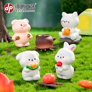 Figurines d'animaux de survie en pleine nature : lapin, chaton, chiot, cochon miniature – Ornements de bureau et de voiture en résine, décoration artisanale, 5-7 ans, unisexe - Product Image 2