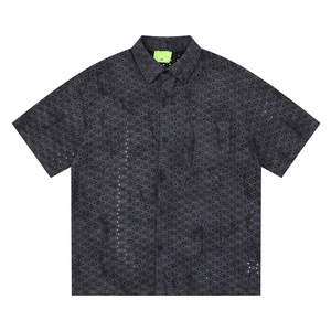 Nuova <span class=keywords><strong>Camicia</strong></span> Retrò <span class=keywords><strong>Traforata</strong></span> a Maniche Corte per Uomo 2026 - Product Image 1
