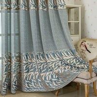 Rideaux bleus jacquard modernes haut de gamme avec design creux pour Amazon fini en gros pour chambre et salon