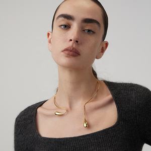 Collar de Latón chapado en oro de 18K para mujer, gargantilla de gota de agua, accesorios de fiesta, collares P223317 - Product Image 6