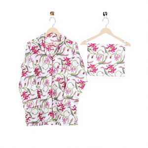 Women's Adult 100% Cotton Spring Multicolor Floral Printed V-neck Machine-Washable Vintage Simple Casual Elegant Soft Breathable - Product Image 1