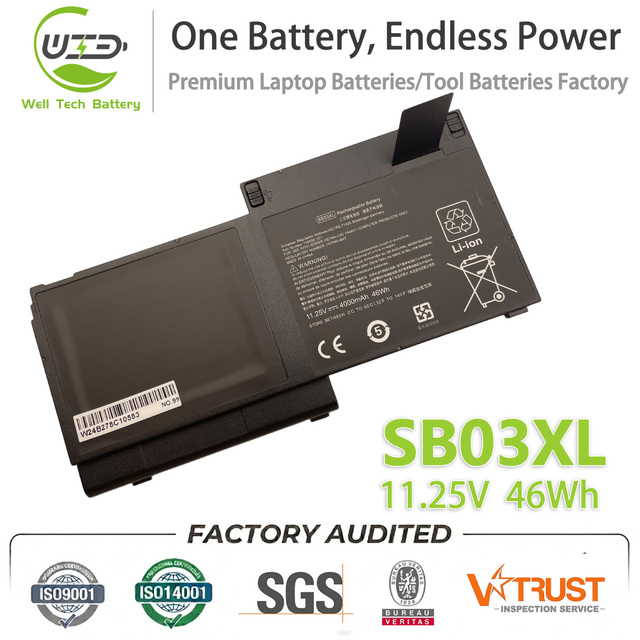 Factory Wholesale SB03XL Laptop Battery for HP EliteBook 725 G1 G2 G3 720 G1 G2 825 G1 G2 Series Notebook