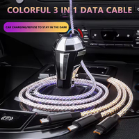 UC019 Led colorido Universal 3 en 1 Cable Usb 3A carga rápida Usb C Cable para cargador de teléfono productos de tendencia 2026 recién llegados