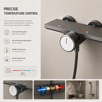 Système de douche thermostatique en acier inoxydable 304 pour salle de bain, ensemble de douche à effet pluie gris bronze, montage mural