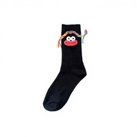 Chaussettes d'automne unisexes amusantes, antibactériennes, en pur coton, style tendance Instagram, style célébrité d'Internet, chaussettes mignonnes à grandes bouches, style moche-mignon