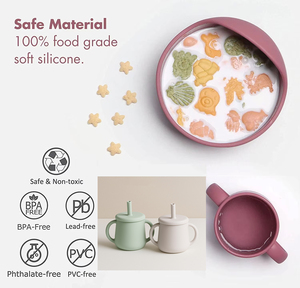 Juego <span class=keywords><strong>de</strong></span> vajilla <span class=keywords><strong>de</strong></span> silicona para bebé con ventosa, babero, cuchara y plato dividido para niños pequeños - Precio <span class=keywords><strong>de</strong></span> fábrica - Product Image 5