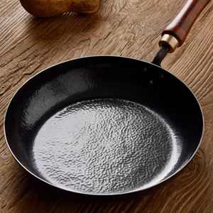 Customized <strong>Thickness</strong> 2.5mm Deep Preseasoned Traditional Carbon Steel Round Frying <strong>Pan</strong> With Handle for Restaurants - Product Image 1