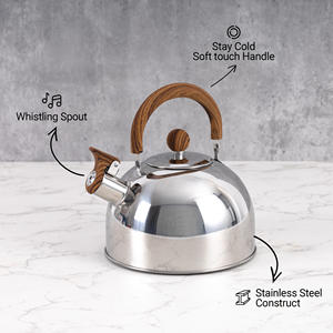 Bouilloire en acier inoxydable avec poignée imitation <span class=keywords><strong>bois</strong></span>, sifflet sonore pour ébullition rapide de l'eau et du café, ustensile de cuisine domestique - Product Image 2