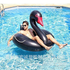 Inflatable Swan Swimming Ring 120cm Black Adult Float For Pool Water Sports Unisex PVC Floatation Device - Product Image 1