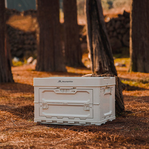 Bacs de rangement mobiles de Camping, boîte pliante <span class=keywords><strong>en</strong></span> <span class=keywords><strong>plastique</strong></span> avec couvercle <span class=keywords><strong>en</strong></span> bois, grand Volume, 2 pièces - Product Image 3